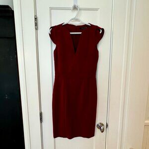 French Connection - Burgundy Notch Neckline Sheath Dress Sz 6